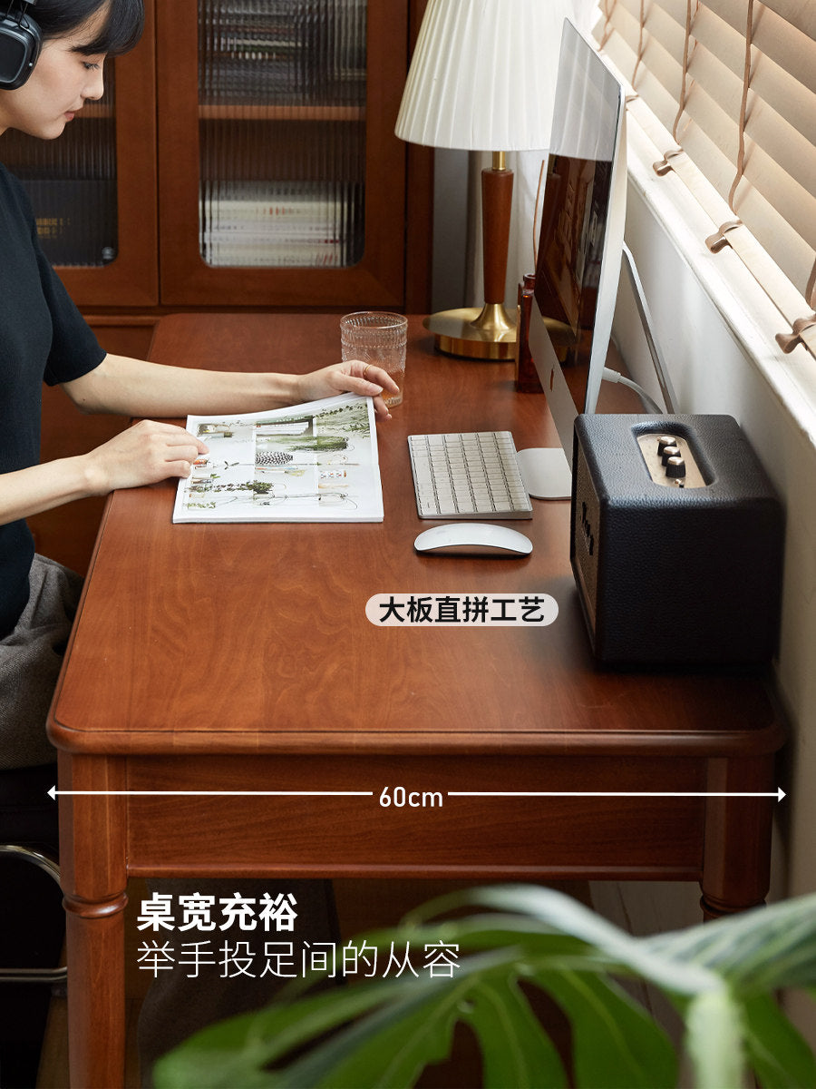实木书桌中古风书房办公桌电脑桌写字桌复古靠墙桌子